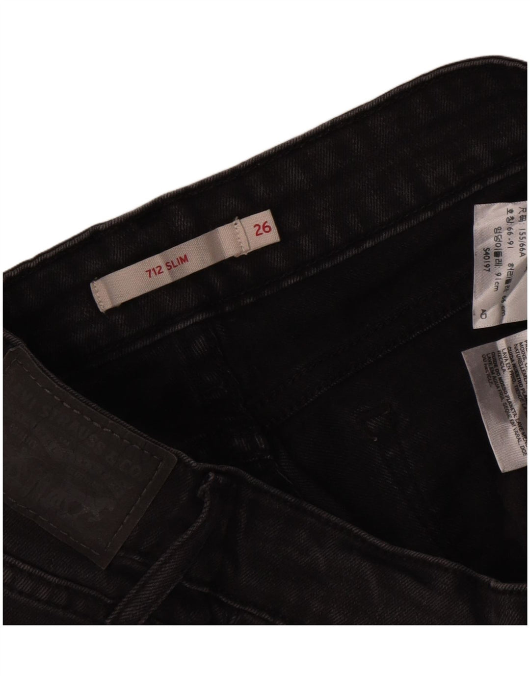 Levi's Womens 712 Slim Jeans W26 L29 Black Cotton