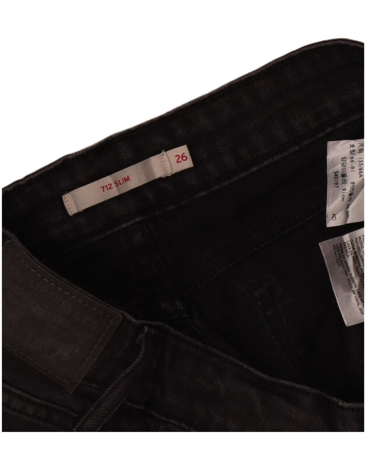 Levi's Womens 712 Slim Jeans W26 L29 Black Cotton