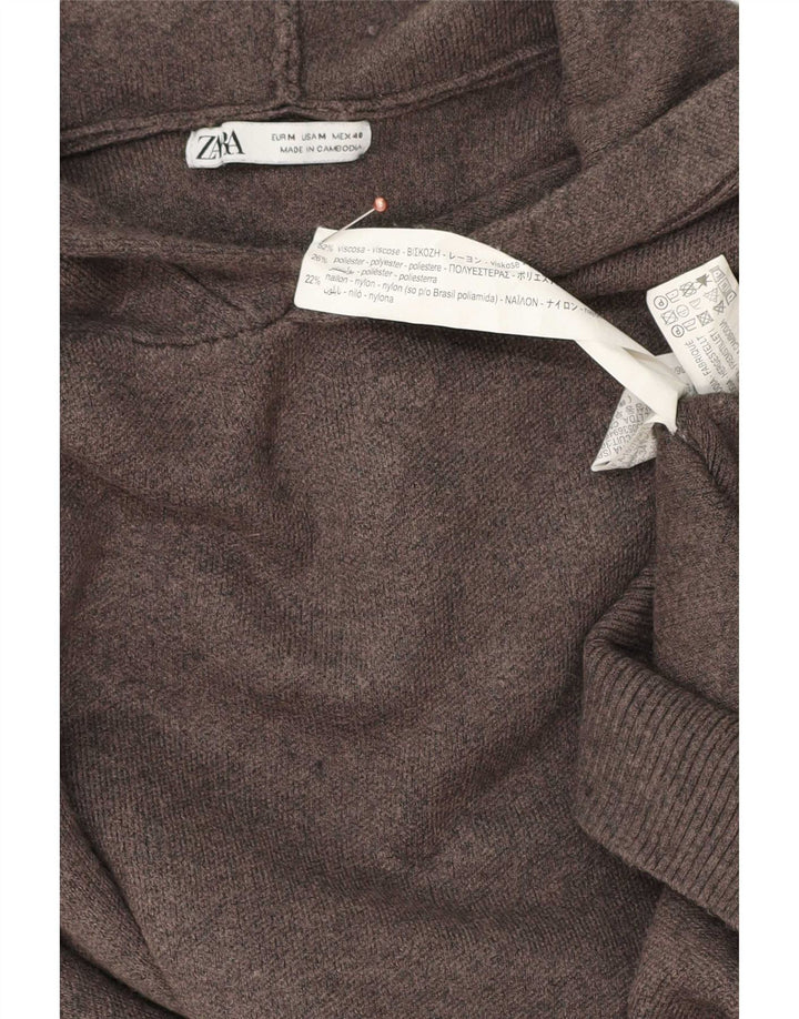 Zara Mens Hooded Jumper Sweater Medium Grey Viscose