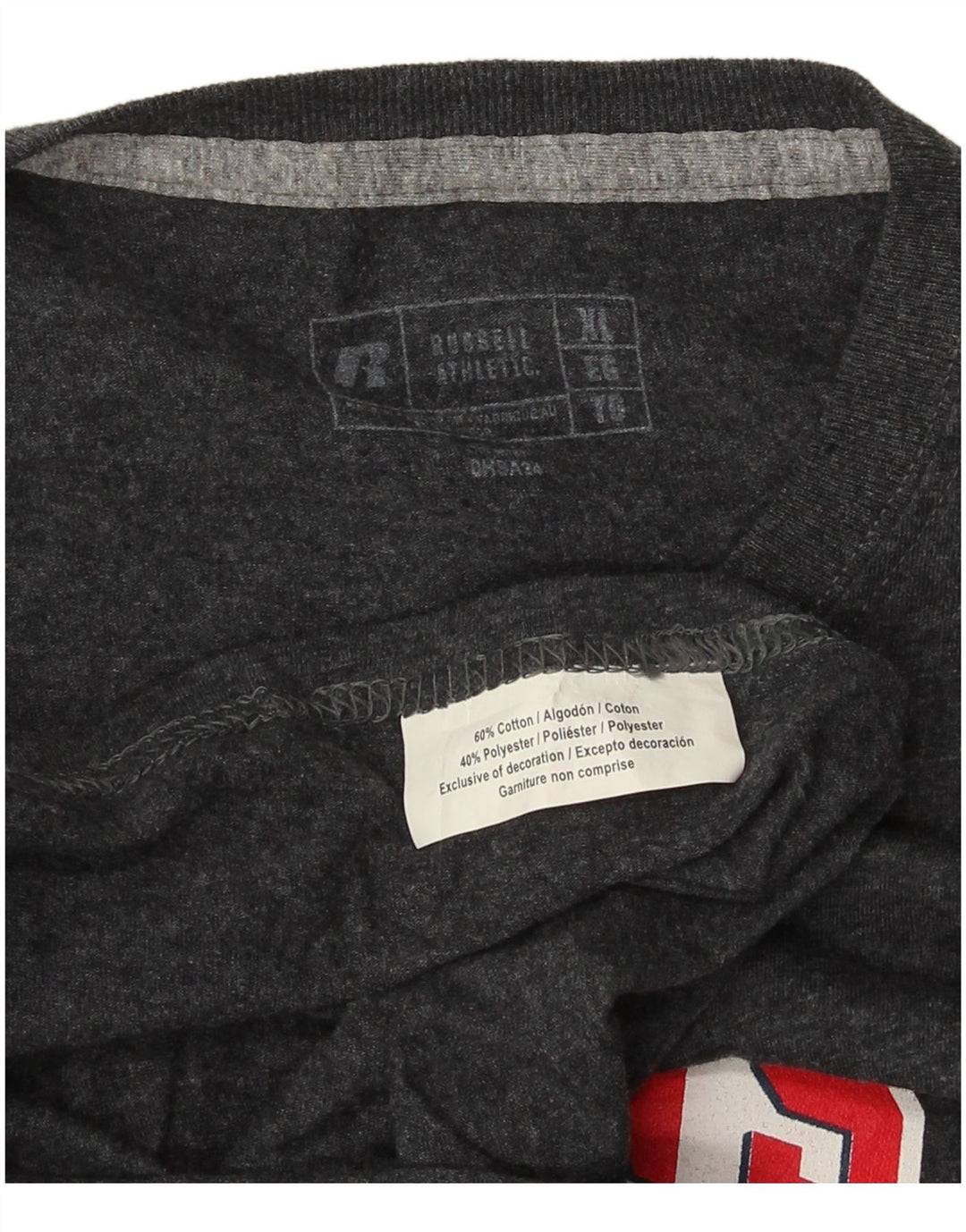 Russell Athletic Mens Graphic Top Long Sleeve XL Grey Cotton