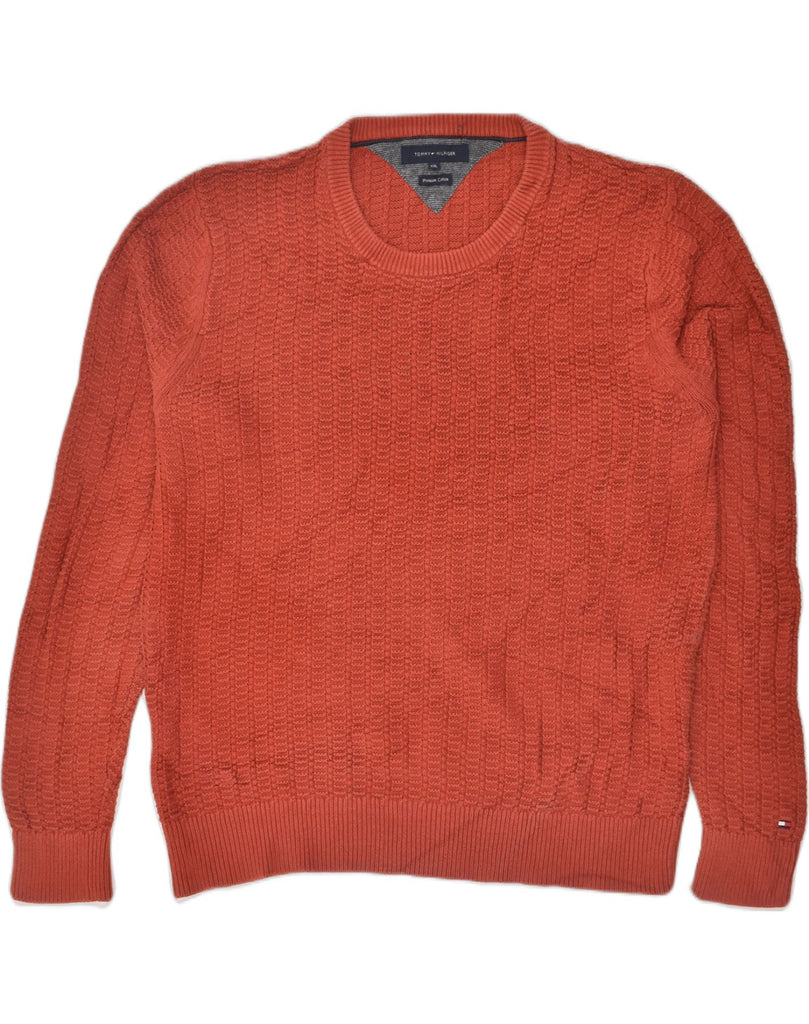 TOMMY HILFIGER Mens Crew Neck Jumper Sweater 2XL Red Cotton | Vintage Tommy Hilfiger | Thrift | Second-Hand Tommy Hilfiger | Used Clothing | Messina Hembry 