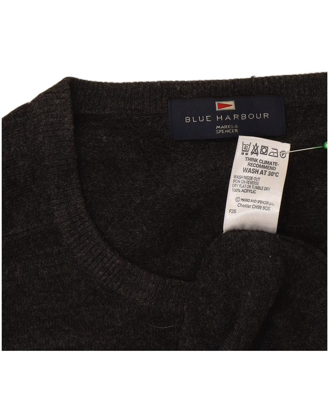 Marks & Spencer Mens Crew Neck Jumper Sweater Medium Grey Acrylic