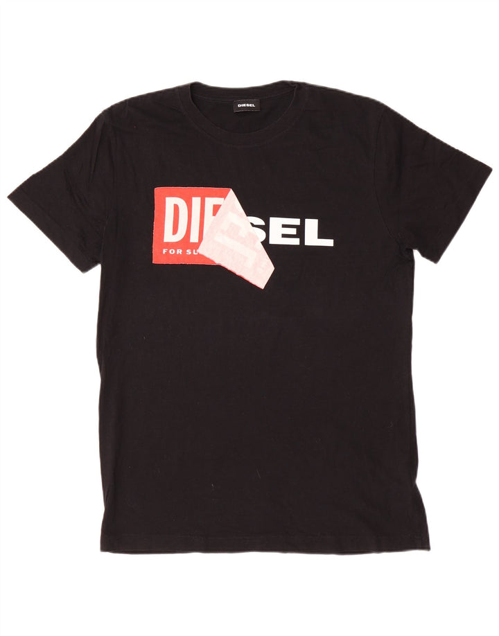 Diesel Mens Graphic T-Shirt Top Medium Black Cotton