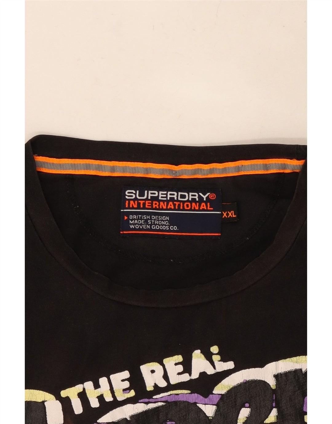 SUPERDRY Mens Graphic T-Shirt Top 2XL Black