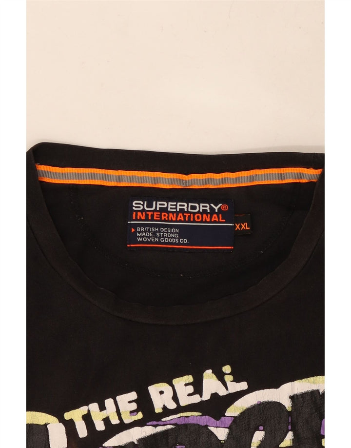 SUPERDRY Mens Graphic T-Shirt Top 2XL Black