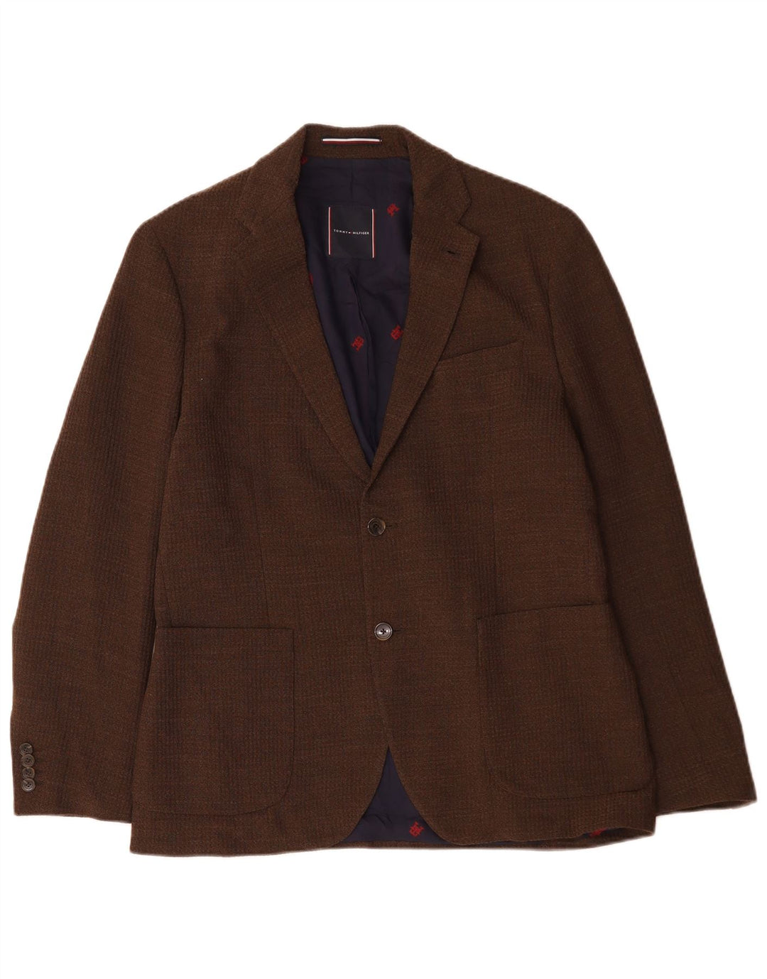 Tommy Hilfiger Mens 2 Button Blazer Jacket IT 50 Large Brown Polyester