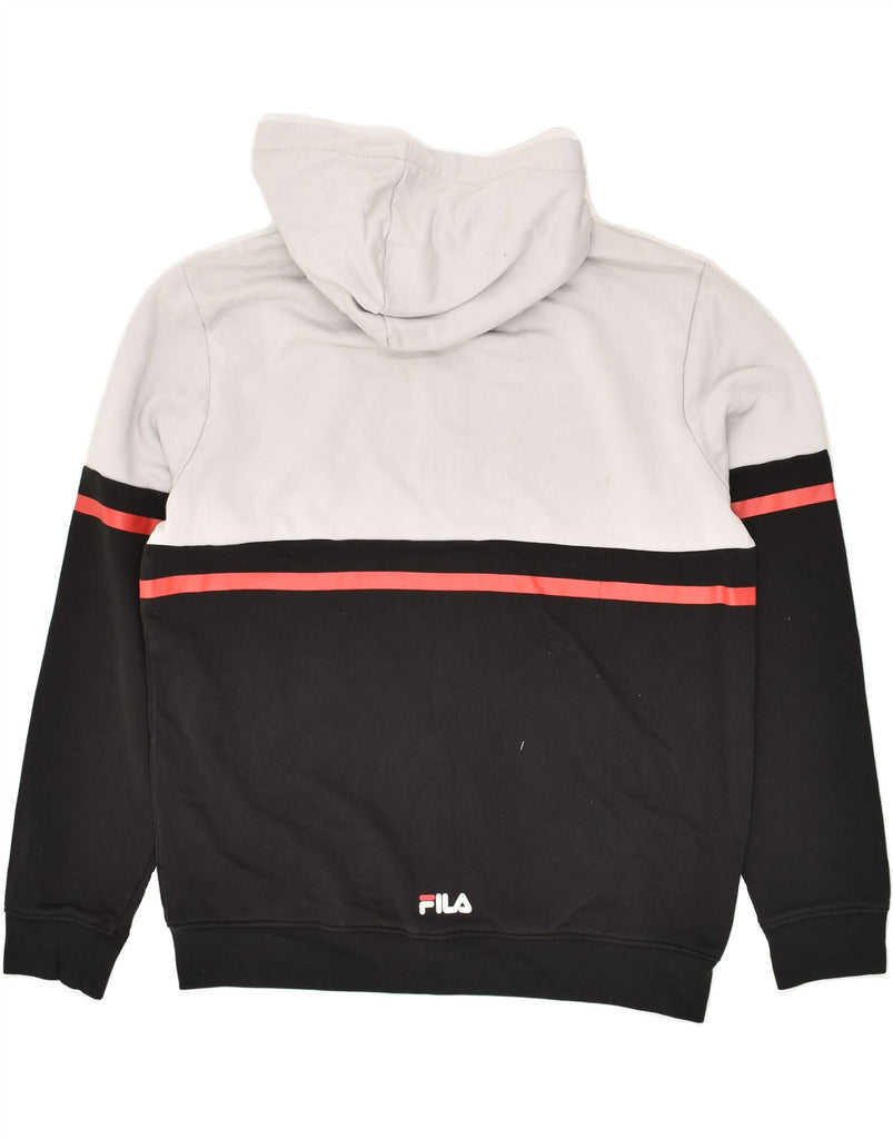 FILA Mens Zip Hoodie Sweater Large White Colourblock Cotton | Vintage Fila | Thrift | Second-Hand Fila | Used Clothing | Messina Hembry 