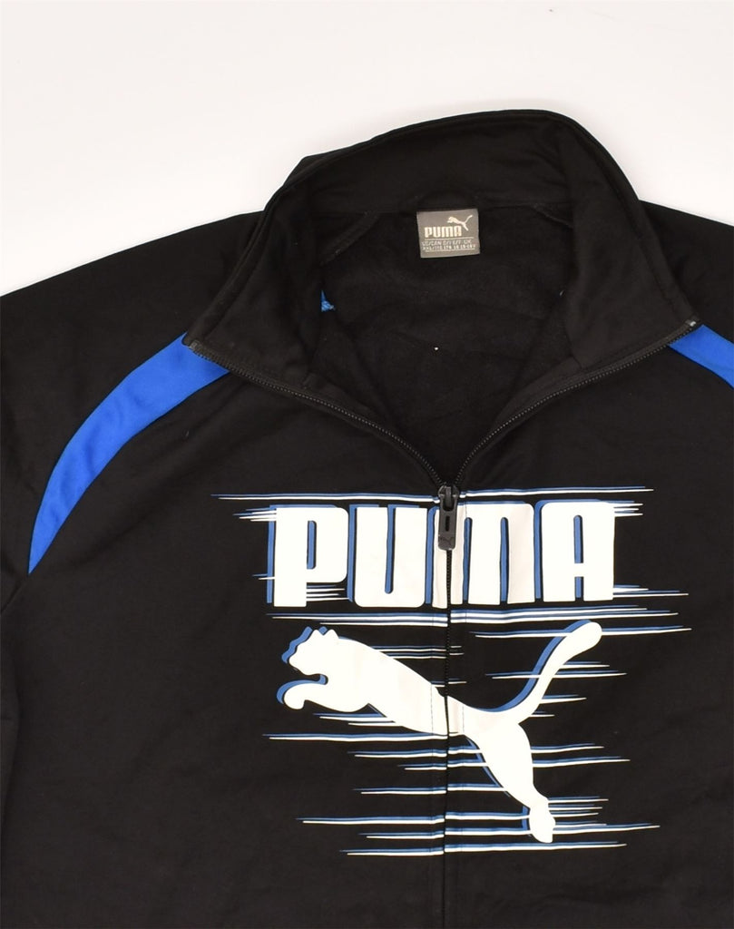 PUMA Boys Graphic Tracksuit Top Jacket 15-16 Years Black Colourblock | Vintage Puma | Thrift | Second-Hand Puma | Used Clothing | Messina Hembry 