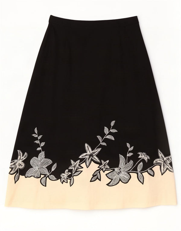 Coast Womens A-Line Skirt UK 8 Small W28 Black Floral Cotton