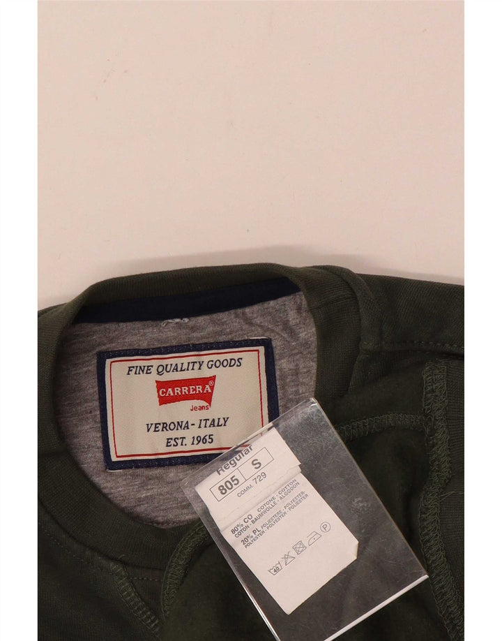 Carrera Mens Graphic Sweatshirt Jumper Small Khaki Cotton