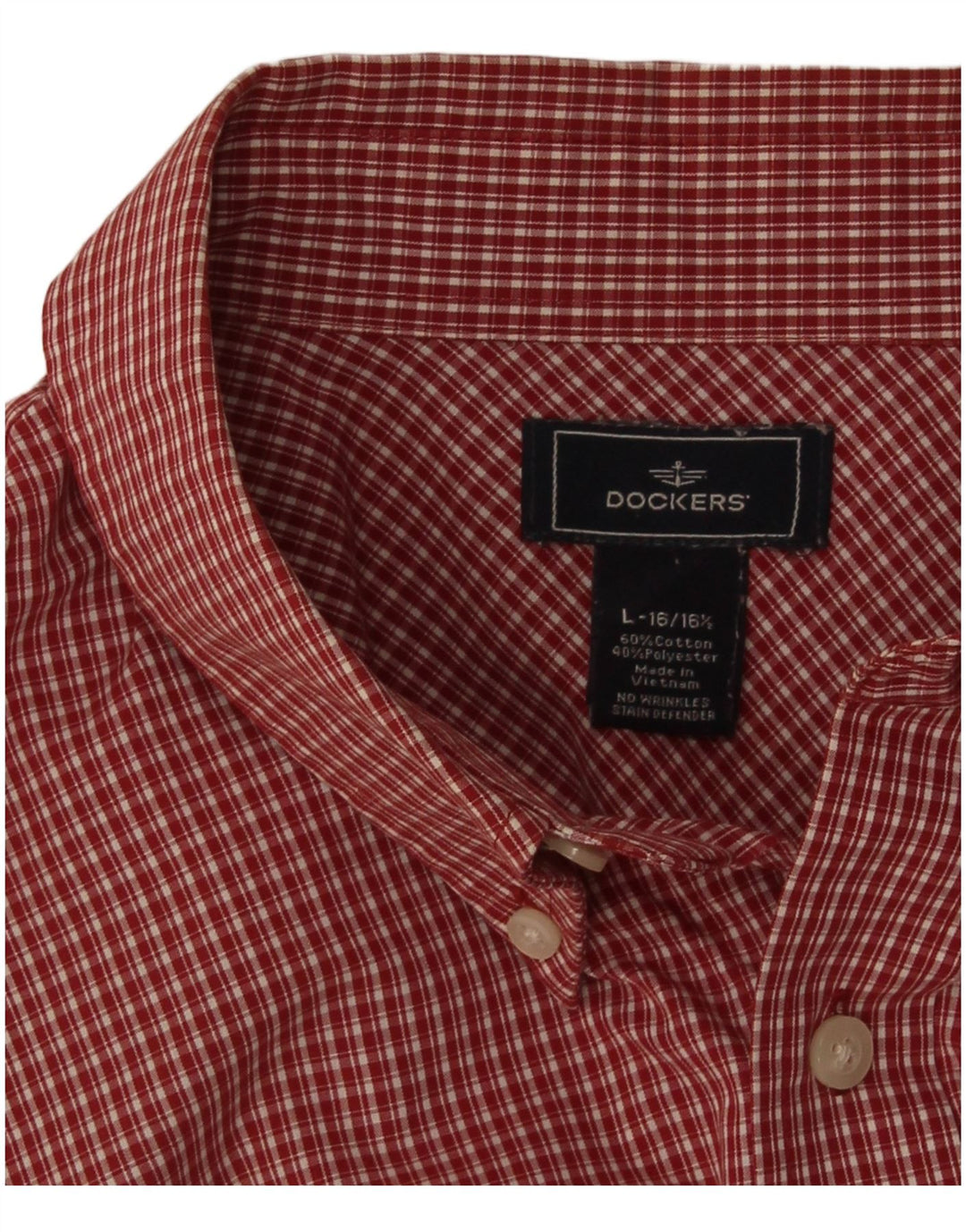 Dockers Mens Short Sleeve Regular Fit Shirt Size 16 1/2 Large Red Cotton