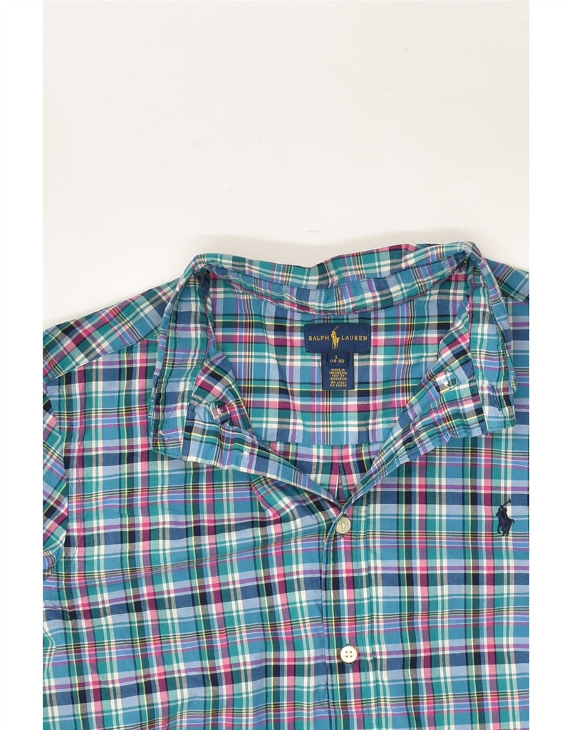 RALPH LAUREN Boys Shirt 14-15 Years Large  Blue Check Cotton | Vintage Ralph Lauren | Thrift | Second-Hand Ralph Lauren | Used Clothing | Messina Hembry 