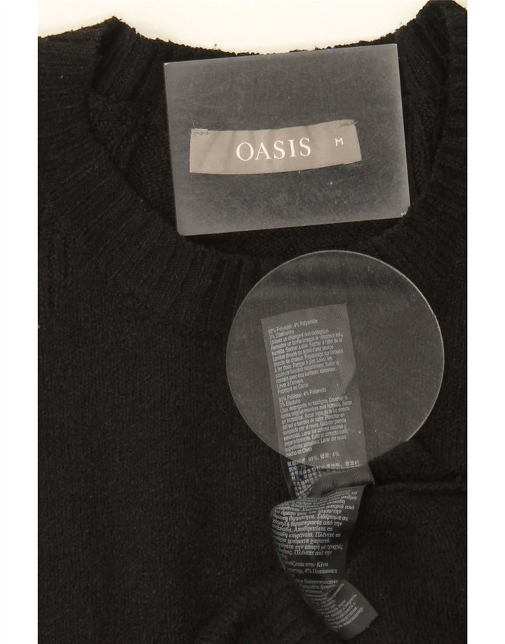 Oasis Womens Crew Neck Jumper Sweater UK 12 Medium Black Polyester