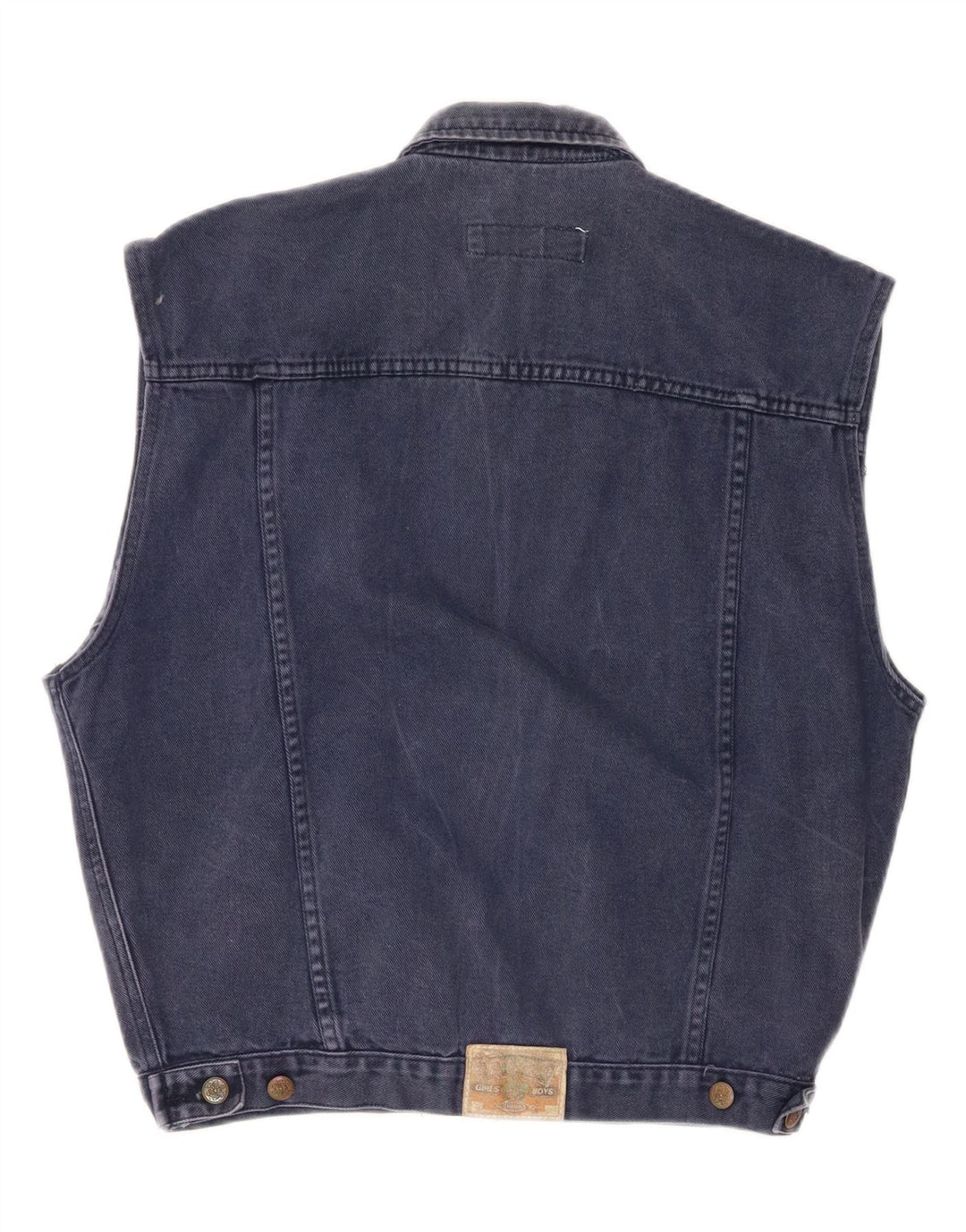 VINTAGE Boys Denim Gilet 13-14 Years Navy Blue Cotton Vintage Vintage and Second-Hand Vintage from Messina Hembry 