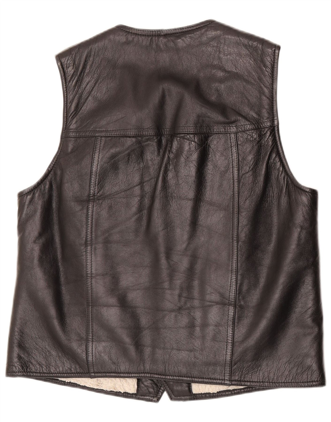 Vintage Mens Leather Waistcoat Medium Black