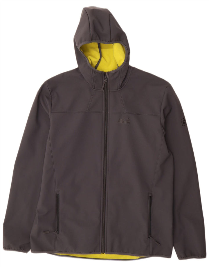 Jack Wolfskin Mens Hooded Windbreaker Jacket UK 48 2XL Grey Polyester
