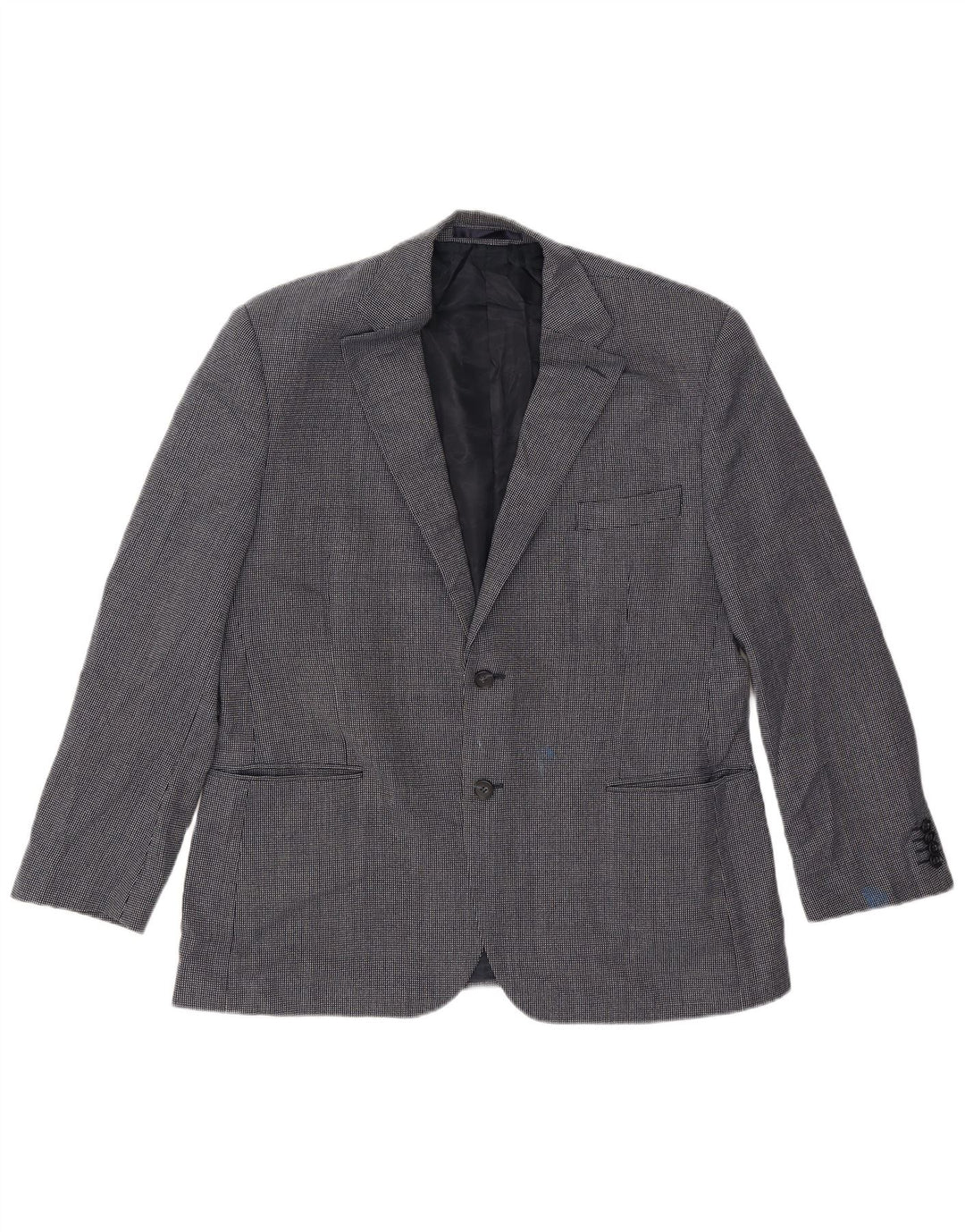 Marks & Spencer Mens Short Blazer Jacket UK 42 Large Navy Blue Spotted