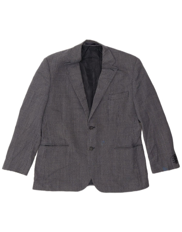 Marks & Spencer Mens Short Blazer Jacket UK 42 Large Navy Blue Spotted