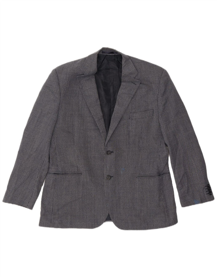 Marks & Spencer Mens Short Blazer Jacket UK 42 Large Navy Blue Spotted
