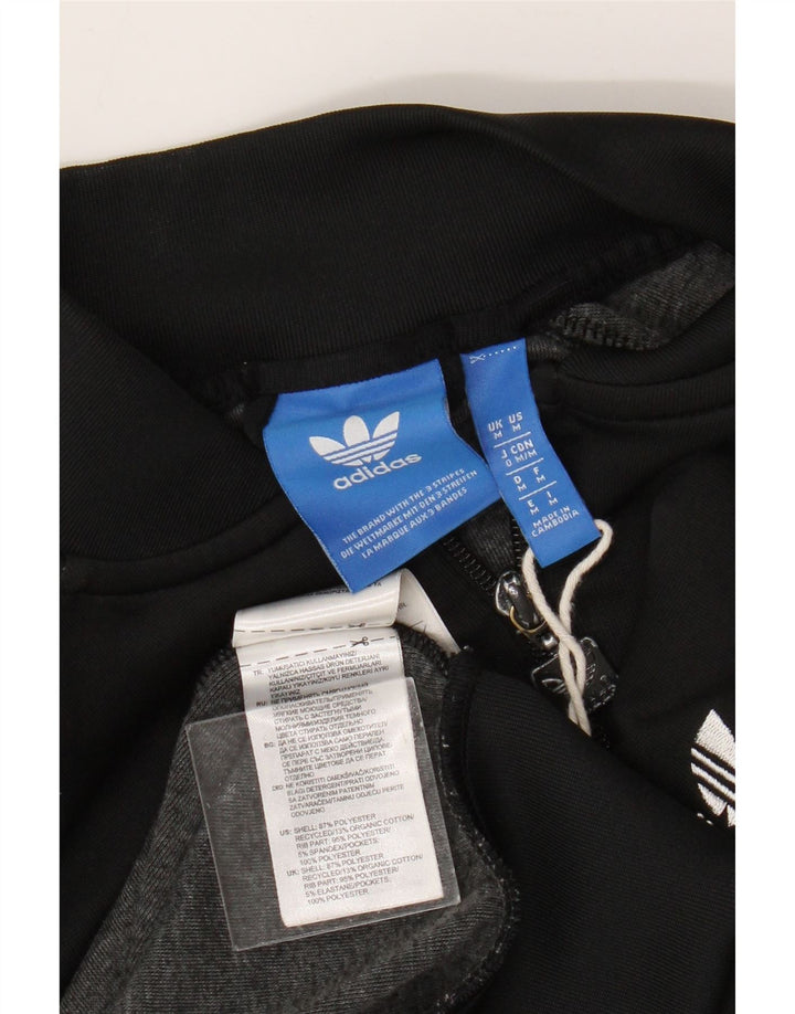 Adidas Womens Tracksuit Top Jacket UK 14 Medium Black Polyester