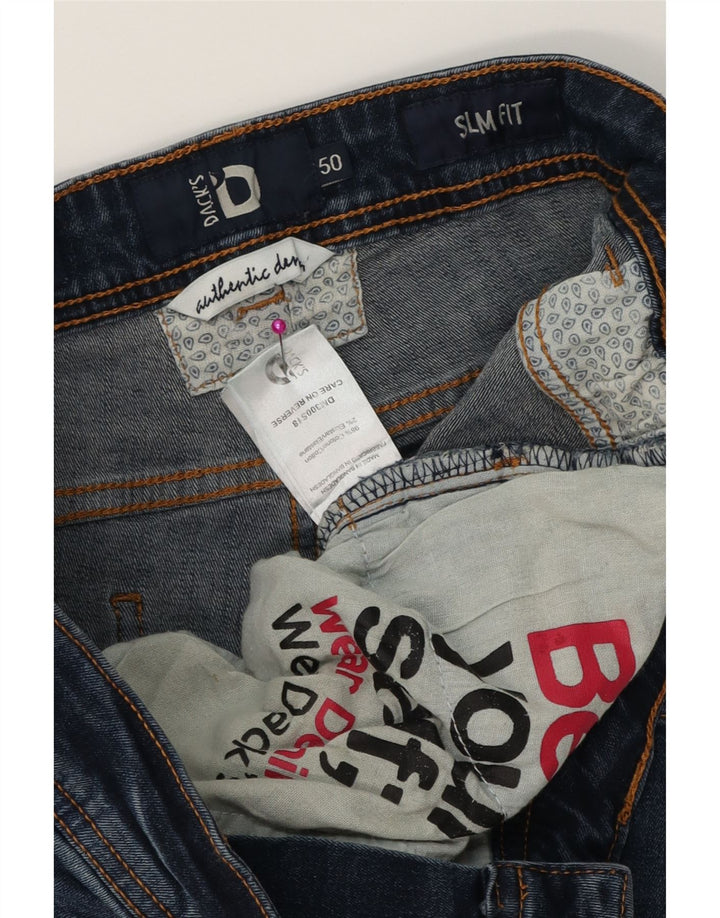 DACK'S Mens Slim Jeans IT 50 Large W34 L32 Blue Cotton