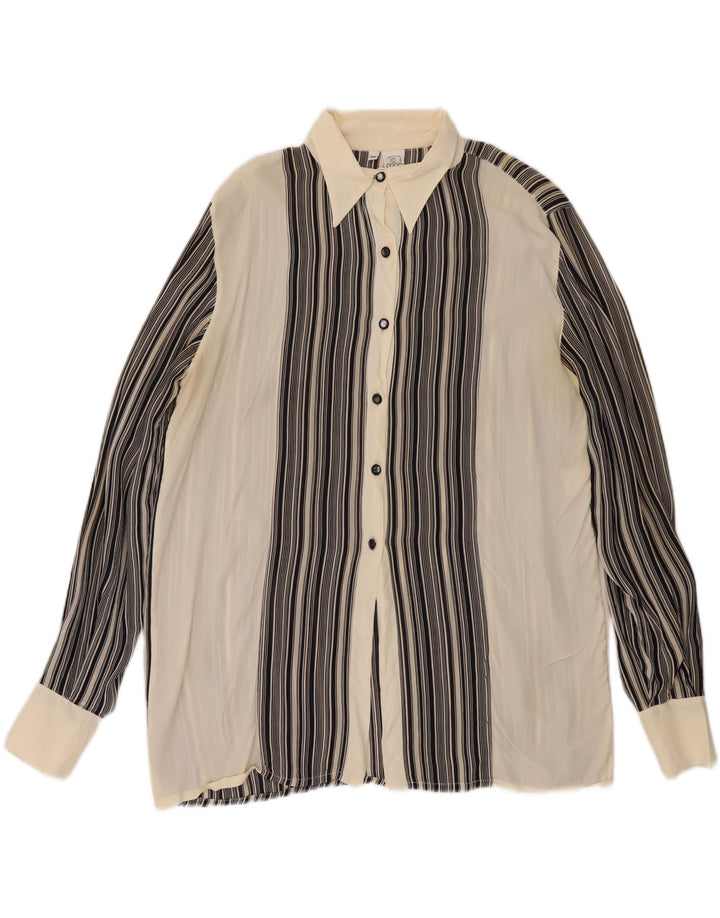 VINTAGE Womens Shirt IT 48 XL White Striped Vintage Vintage and Second-Hand Vintage from Messina Hembry 
