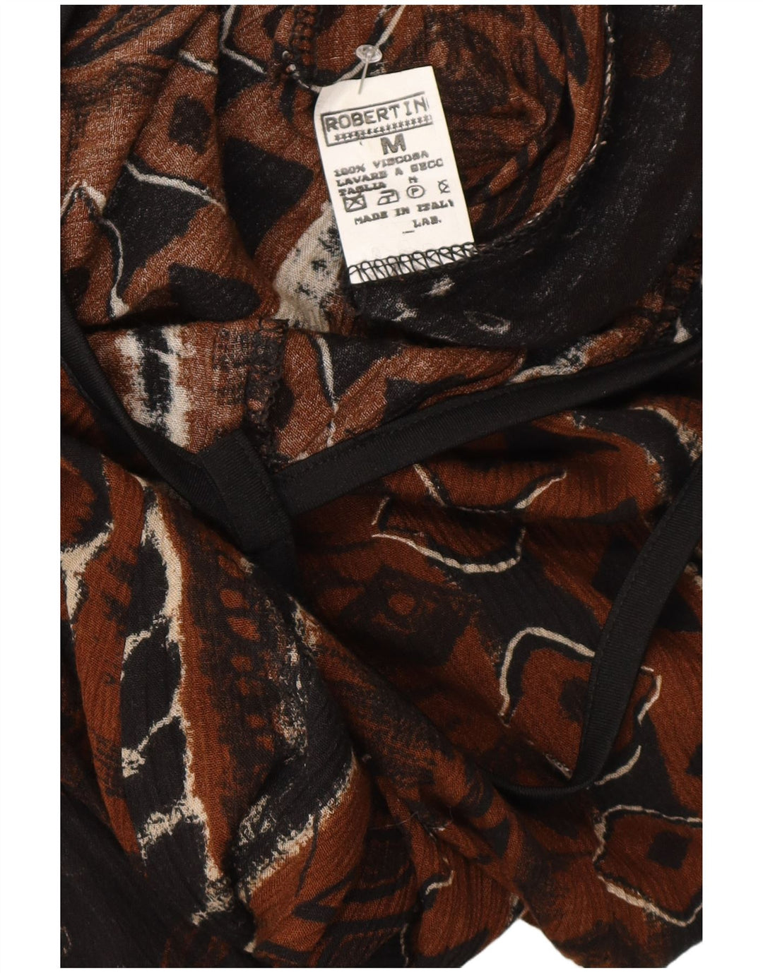 Vintage Womens Sleeveless Maxi Dress UK 12 Medium Brown Geometric Viscose