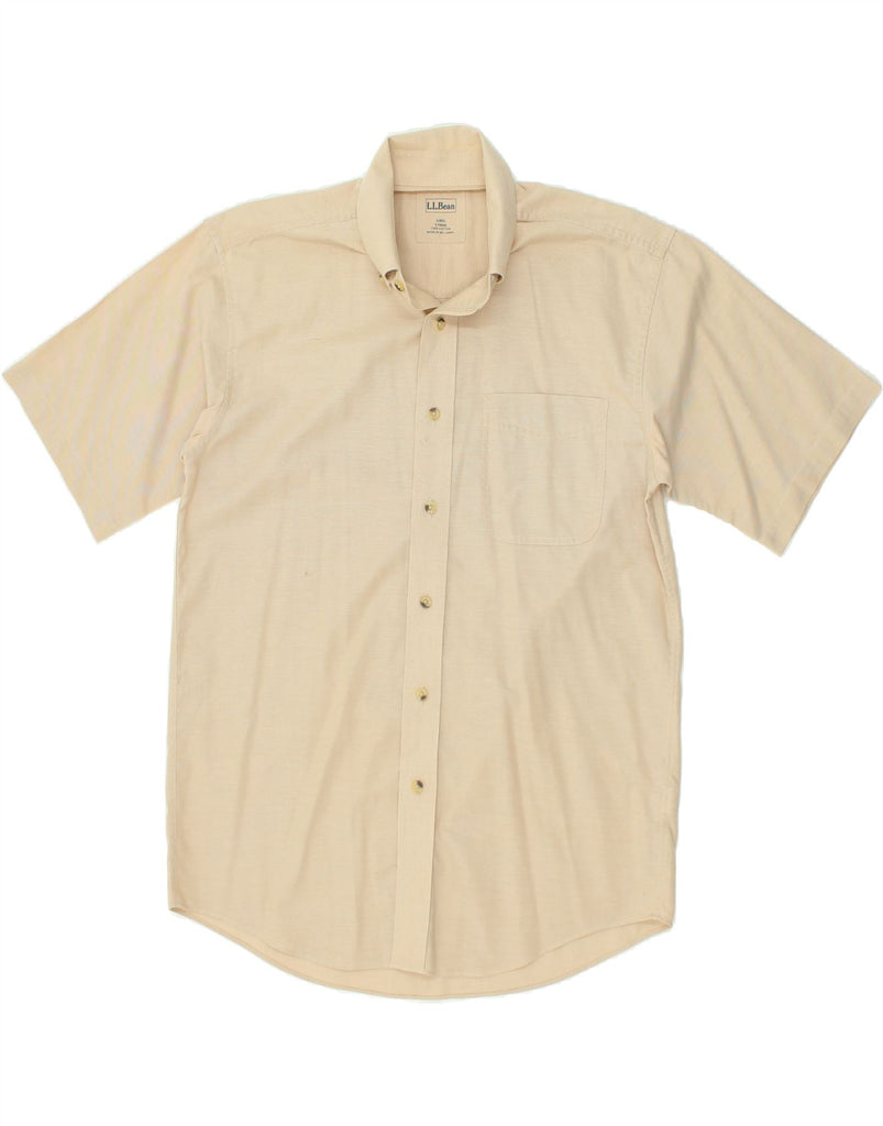L.L.BEAN Mens Short Sleeve Shirt Small Beige Cotton | Vintage L.L.Bean | Thrift | Second-Hand L.L.Bean | Used Clothing | Messina Hembry 