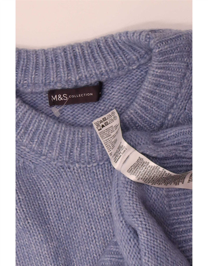 Marks & Spencer Womens Oversized Crew Neck Jumper Sweater UK 14 Medium Blue