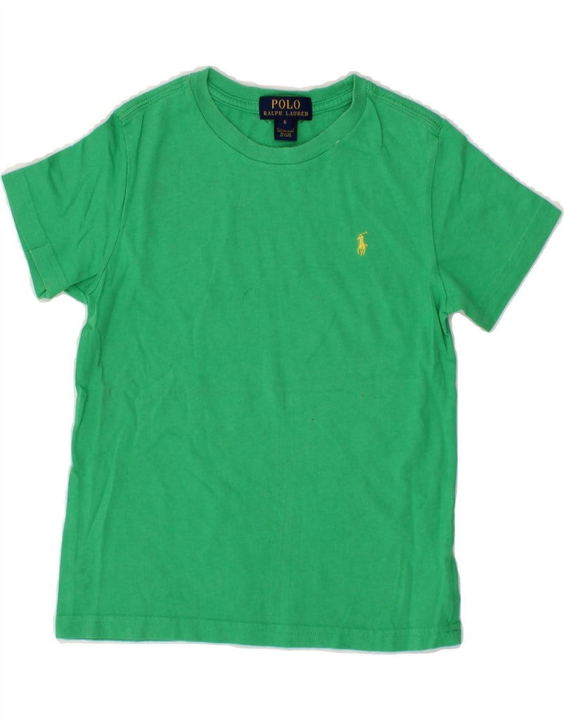 POLO RALPH LAUREN Boys T-Shirt Top 5-6 Years  Green Cotton Vintage Polo Ralph Lauren and Second-Hand Polo Ralph Lauren from Messina Hembry 