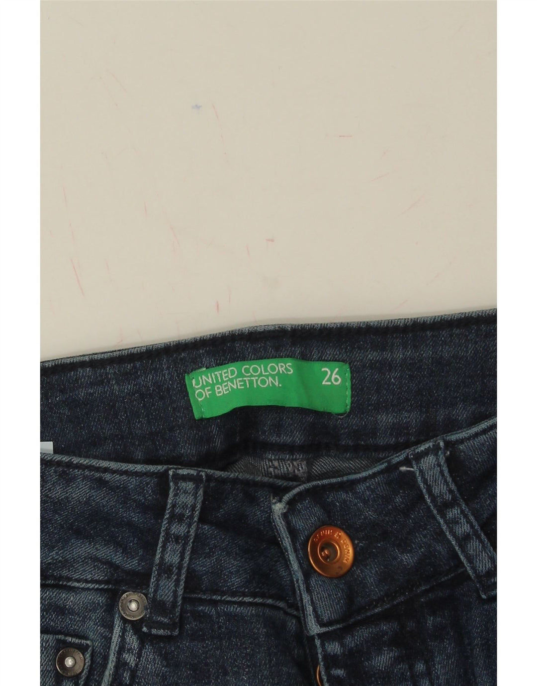 BENETTON Womens Slim Jeans W26 L27 Blue Cotton Vintage Benetton and Second-Hand Benetton from Messina Hembry 