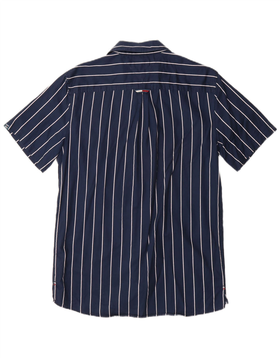 Tommy Hilfiger Mens Short Sleeve Shirt Small Navy Blue Striped Cotton