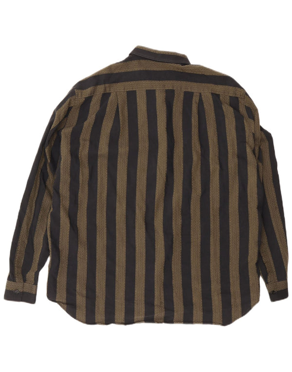 VINTAGE Mens Shirt XL Grey Striped
