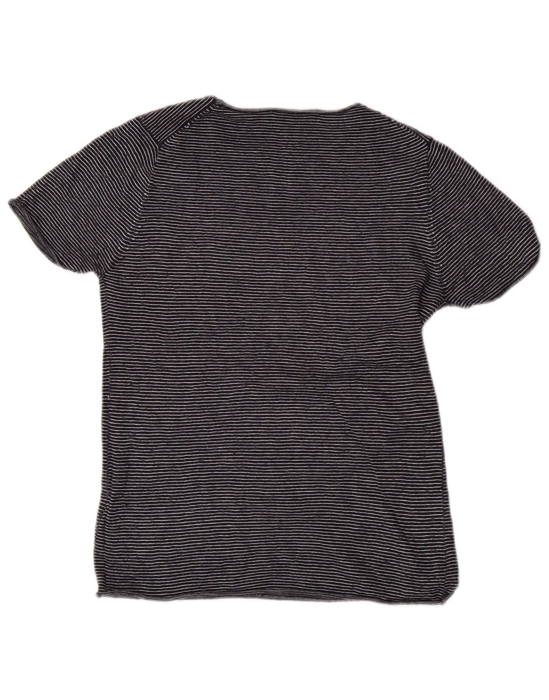 Zara Womens T-Shirt Top UK 12 Medium Navy Blue Striped Modal