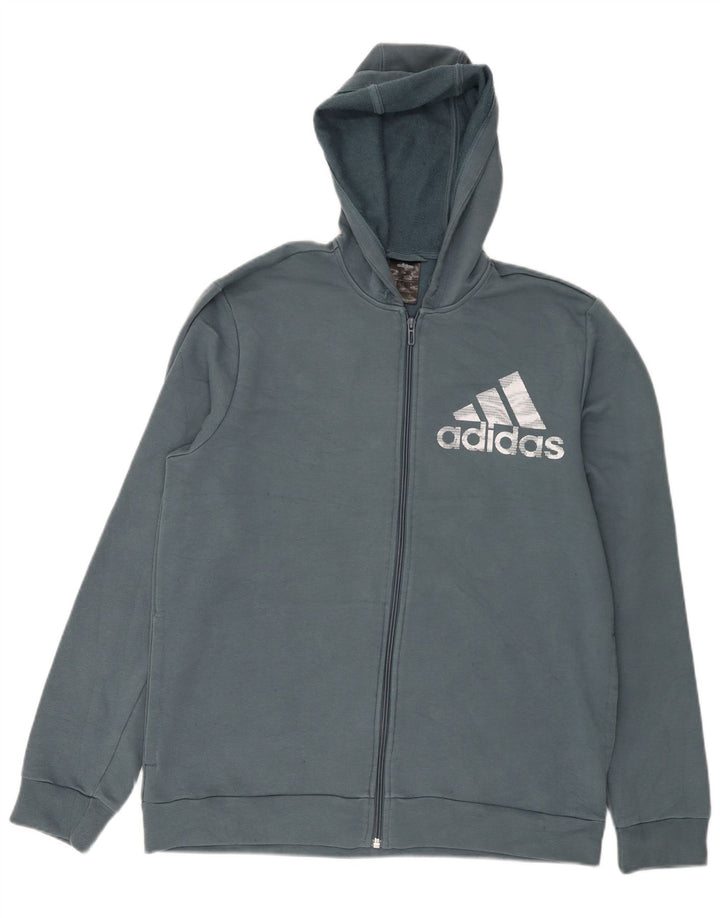 Adidas Mens Graphic Zip Hoodie Sweater Medium Blue Cotton