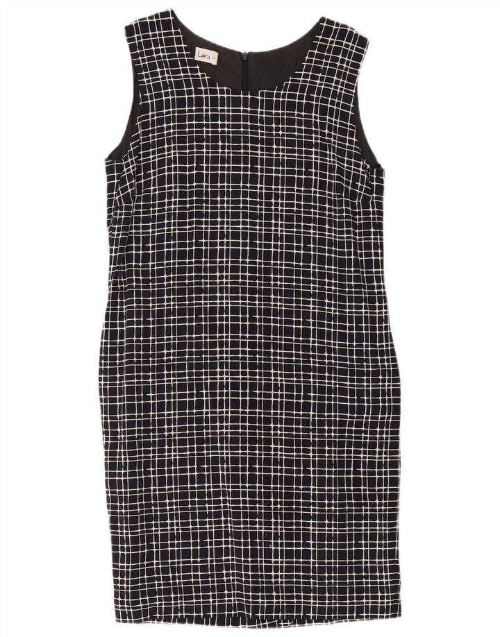 Libra Womens Sleeveless Sheath Dress UK 14 Medium Navy Blue Check Cotton