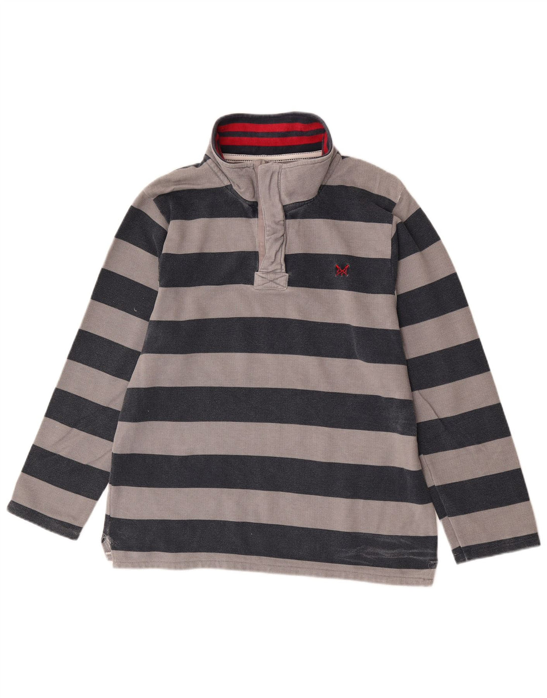 Crew Clothing Mens Zip Neck Sweatshirt Jumper Medium Grey Striped