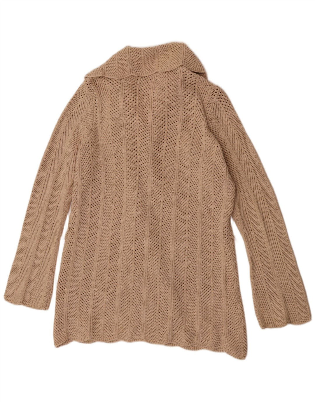 Marks & Spencer Womens Longline Open Cardigan Sweater UK 14 Large Beige