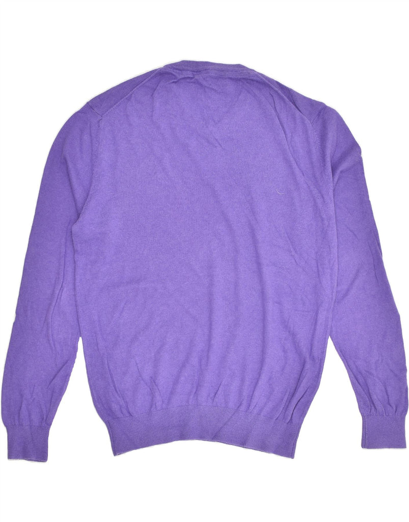 CREW CLOTHING Mens V-Neck Jumper Sweater Medium Purple Cotton | Vintage Crew Clothing | Thrift | Second-Hand Crew Clothing | Used Clothing | Messina Hembry 