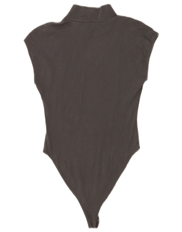Zara Womens Sleeveless Bodysuit UK 12 Medium Grey Cotton