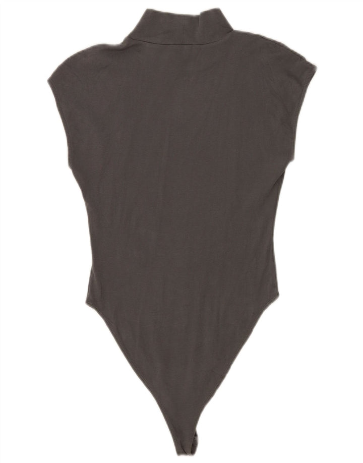 Zara Womens Sleeveless Bodysuit UK 12 Medium Grey Cotton