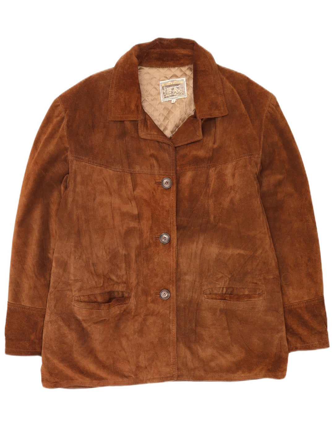 Vintage Womens Suede Jacket UK 16 Large Brown Leather