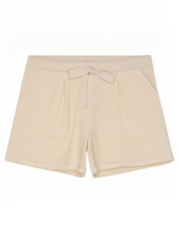 Benetton Womens High Waist Sport Shorts UK 10 Small White Cotton