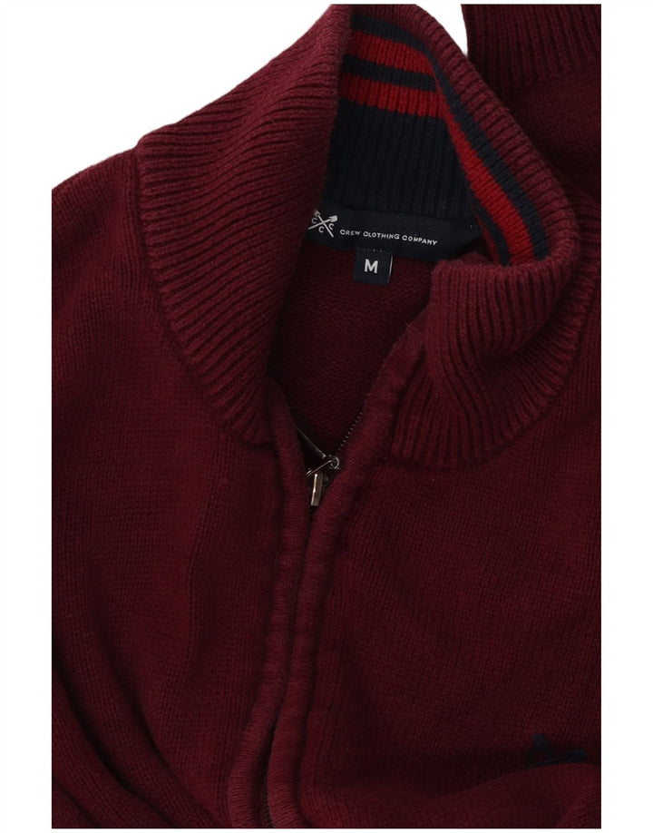 Crew Clothing Mens Cardigan Sweater Medium Burgundy Cotton