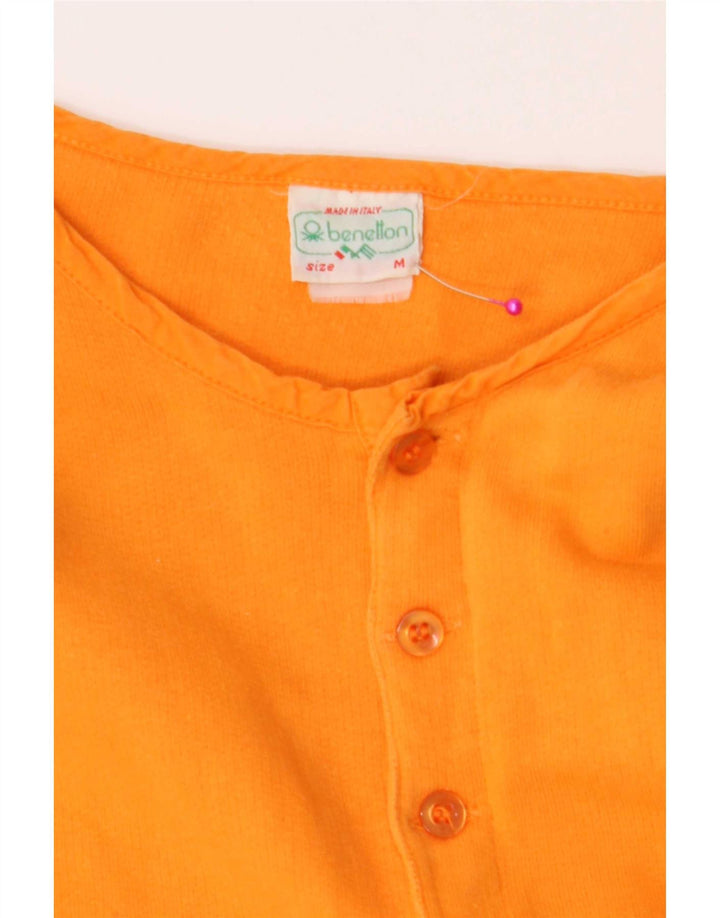 Benetton Womens Oversized Top Long Sleeve UK 14 Medium Orange Cotton