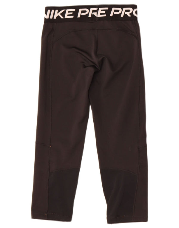 Nike Girls Dri Fit Graphic Leggings 12-13 Years Large Black Polyester