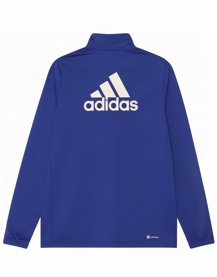 Adidas Boys Graphic Tracksuit Top Jacket 15-16 Years Blue Polyester