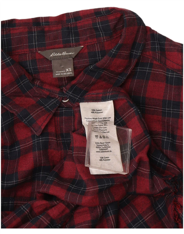 Eddie Bauer Womens Oversized Shirt UK 6 XS Red Check Cotton