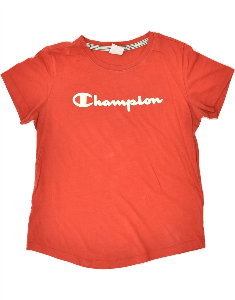 CHAMPION Womens Graphic T-Shirt Top UK 10 Small Red Cotton | Vintage Champion | Thrift | Second-Hand Champion | Used Clothing | Messina Hembry 