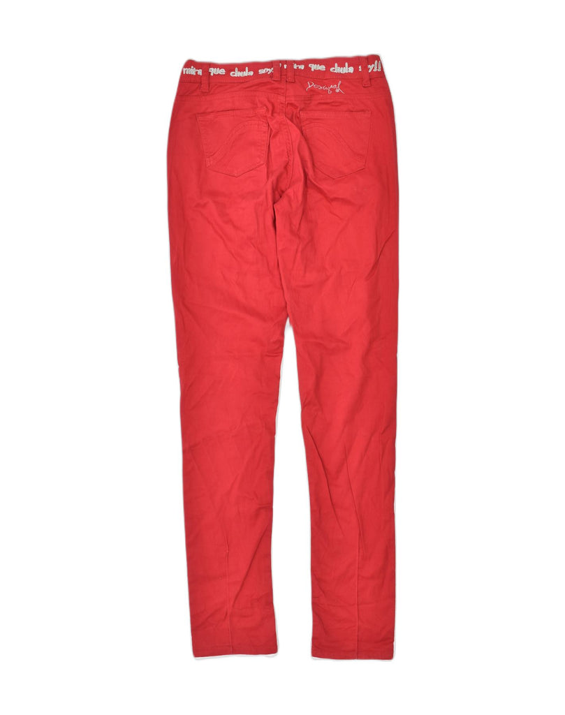 DESIGUAL Womens Slim Casual Trousers W26 L30 Red Cotton | Vintage | Thrift | Second-Hand | Used Clothing | Messina Hembry 